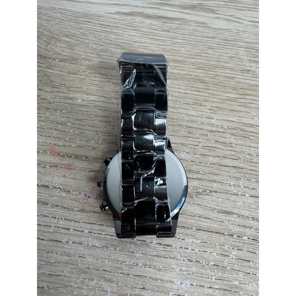 Grim Reaper Gothic Black Metal Link Bracelet Watch Analog Quartz